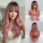 24" Synthetic Natural Long Wave Wigs with Neat