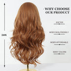 24" Synthetic Natural Long Wave Wigs with Neat