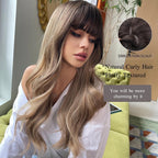 24" Synthetic Natural Long Wave Wigs with Neat