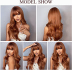 24" Synthetic Natural Long Wave Wigs with Neat