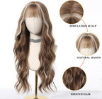 24" Synthetic Natural Long Wave Wigs with Neat