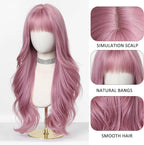 24" Synthetic Natural Long Wave Wigs with Neat
