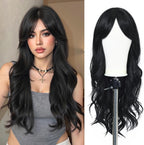 24" Synthetic Natural Long Wave Wigs with Neat