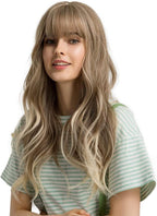 24" Synthetic Natural Long Wave Wigs with Neat