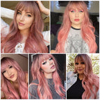 24" Synthetic Natural Long Wave Wigs with Neat