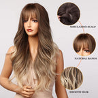 24" Synthetic Natural Long Wave Wigs with Neat