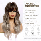 24" Synthetic Natural Long Wave Wigs with Neat