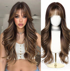 24" Synthetic Natural Long Wave Wigs with Neat