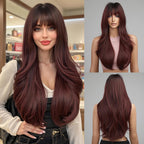 24" Synthetic Natural Long Wave Wigs with Neat