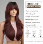24" Synthetic Natural Long Wave Wigs with Neat