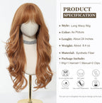 24" Synthetic Natural Long Wave Wigs with Neat