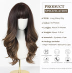 24" Synthetic Natural Long Wave Wigs with Neat