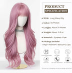 24" Synthetic Natural Long Wave Wigs with Neat