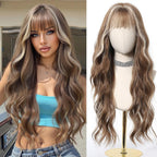 24" Synthetic Natural Long Wave Wigs with Neat