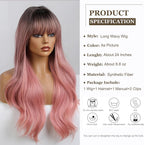 24" Synthetic Natural Long Wave Wigs with Neat