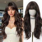 24" Synthetic Natural Long Wave Wigs with Neat