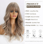 24" Synthetic Natural Long Wave Wigs with Neat