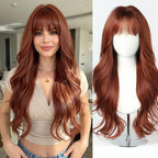 24" Synthetic Natural Long Wave Wigs with Neat