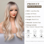 24" Synthetic Natural Long Wave Wigs with Neat
