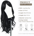 24" Synthetic Natural Long Wave Wigs with Neat