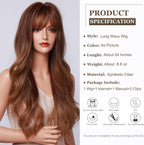 24" Synthetic Natural Long Wave Wigs with Neat