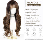 24" Synthetic Natural Long Wave Wigs with Neat