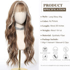 24" Synthetic Natural Long Wave Wigs with Neat
