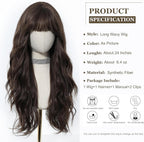 24" Synthetic Natural Long Wave Wigs with Neat