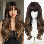 24" Synthetic Natural Long Wave Wigs with Neat