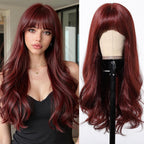 24" Synthetic Natural Long Wave Wigs with Neat