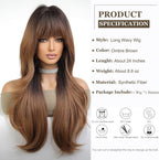 24" Synthetic Natural Long Wave Wigs with Neat