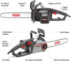 2400W Powerful Corded Electric Chainsaw with 16-Inch Guide