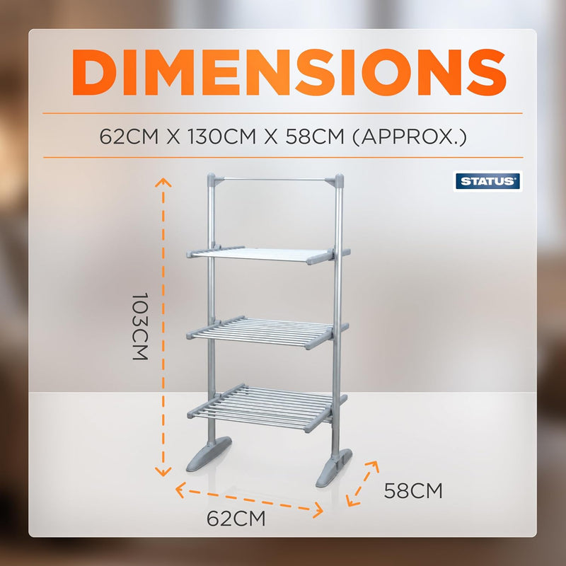 248W 3-Tier Heated Clothes Airer Foldable Aluminium