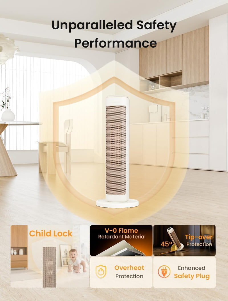 25 Inch Electric Heater for Home Low Energy