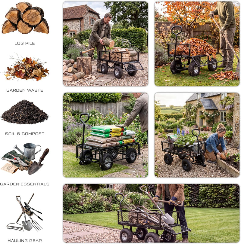 250KG Heavy Duty Garden Trolley Cart on Wheels