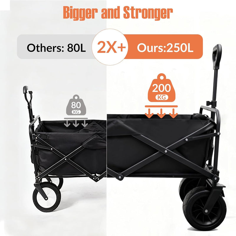 250L 200KG Festival Trolley Camping Beach Wagon Off-Road