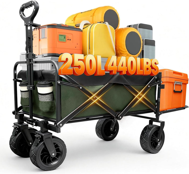250L 200KG Festival Trolley Camping Beach Wagon Off-Road