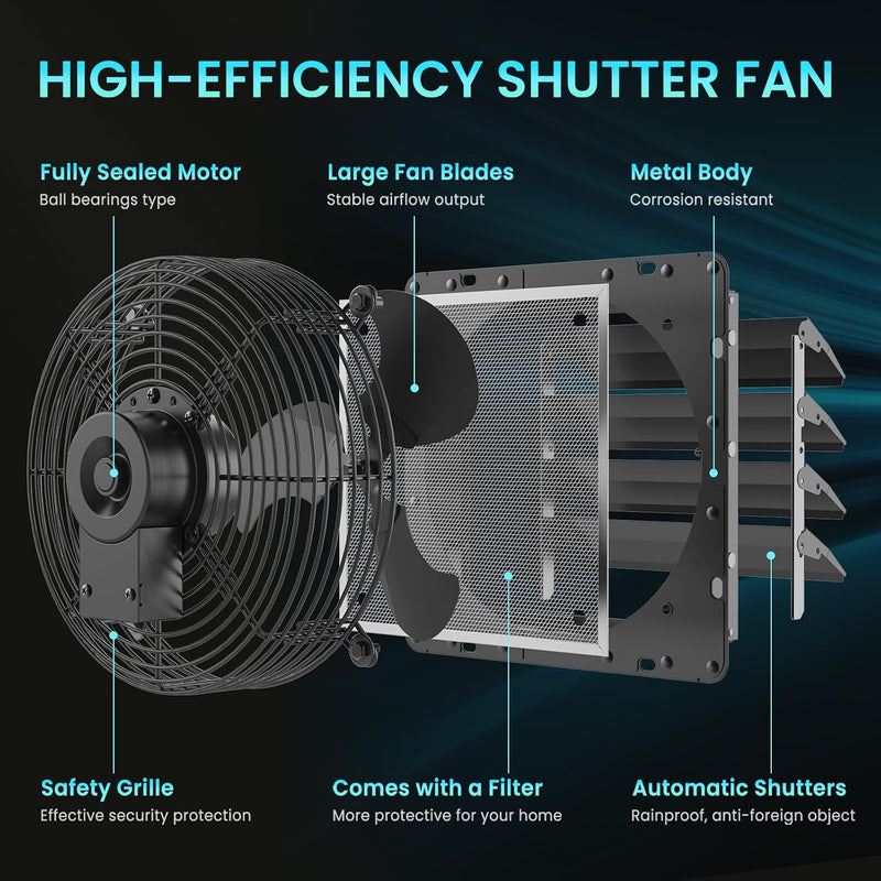 250MM Shutter Exhaust Fan with Speed Controller