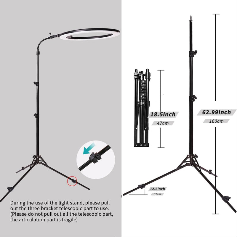 25inch Large Ring Light with Retractable Stand