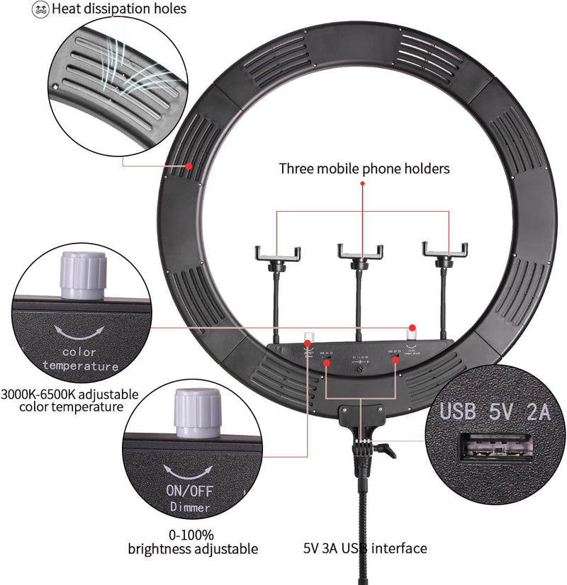 25inch Large Ring Light with Retractable Stand