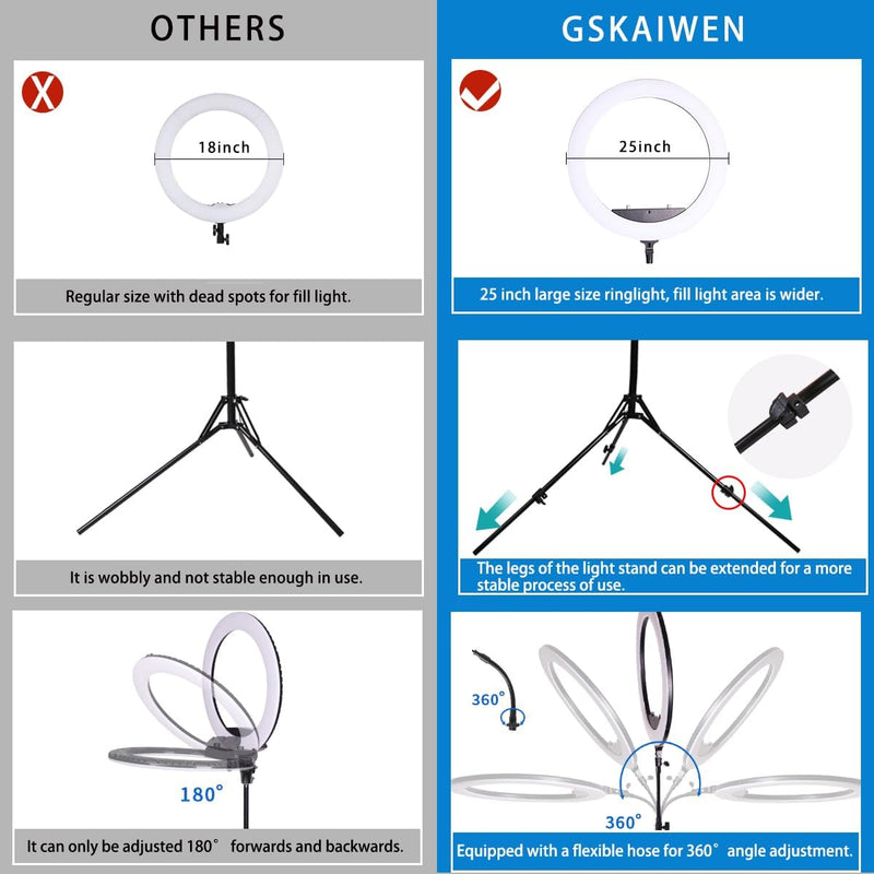 25inch Large Ring Light with Retractable Stand