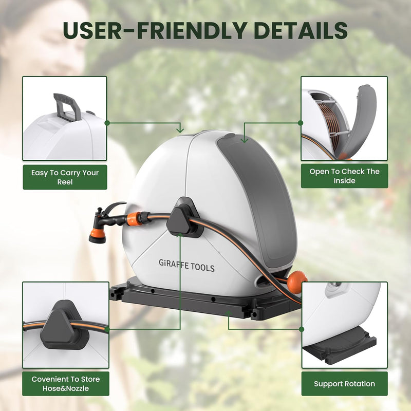 25m Retractable Garden Hose Reel Ground Mounted Pipe
