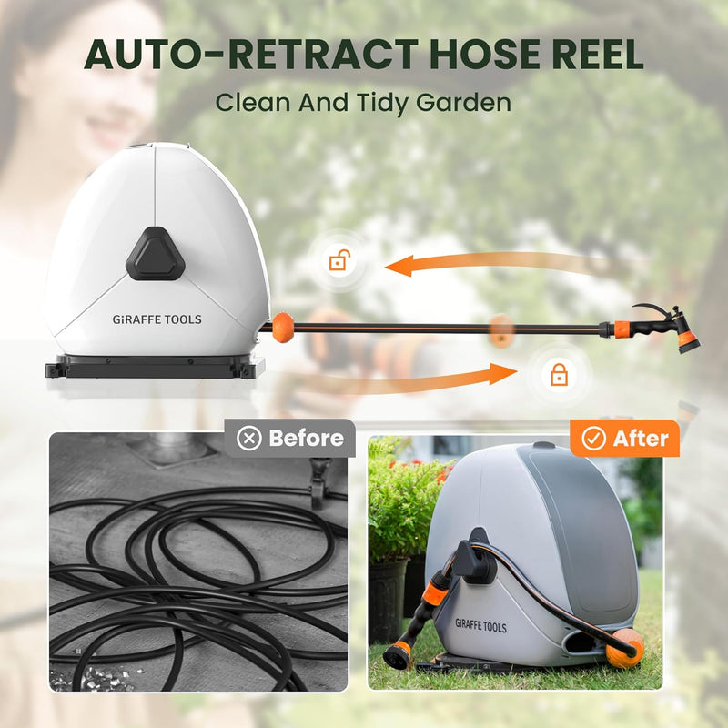 25m Retractable Garden Hose Reel Ground Mounted Pipe