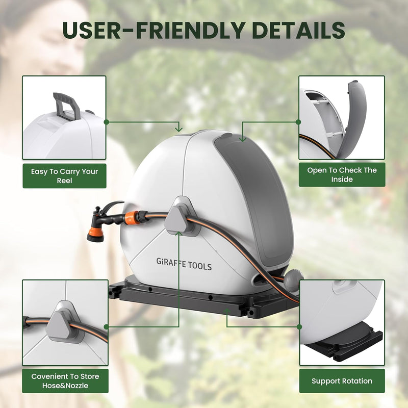 25m Retractable Garden Hose Reel Ground Mounted Pipe