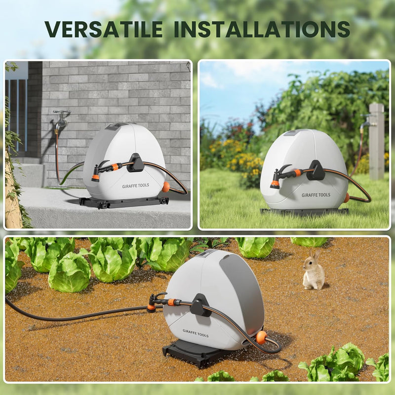 25m Retractable Garden Hose Reel Ground Mounted Pipe