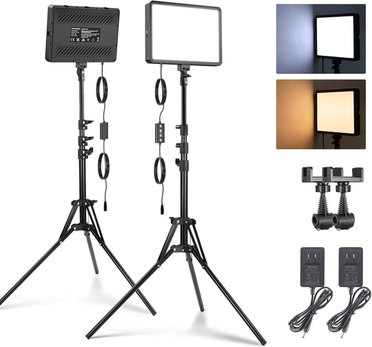 25W LED Video Panel Lighting Kit 59" Tripod (2 Pack)