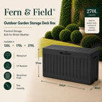 270L Outdoor Garden Storage Deck Box Waterproof