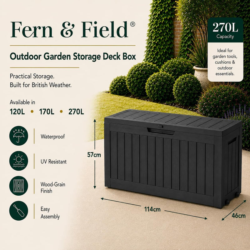 270L Outdoor Garden Storage Deck Box Waterproof