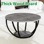 28" Round Coffee Table with Storage 2-Tier Wood