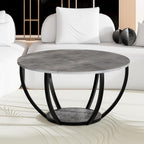 28" Round Coffee Table with Storage 2-Tier Wood